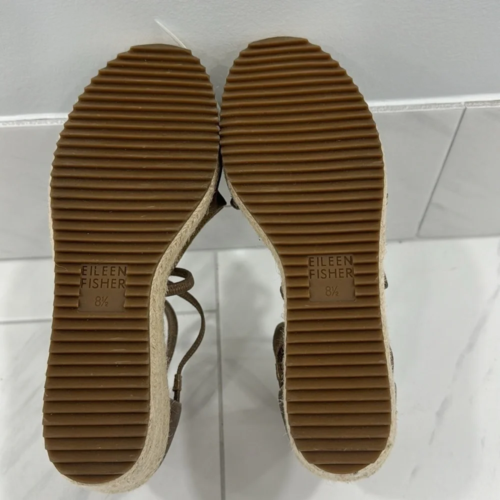 NEW! Eileen Fisher Wanda Metallic Suede Espadrille - Size 8.5